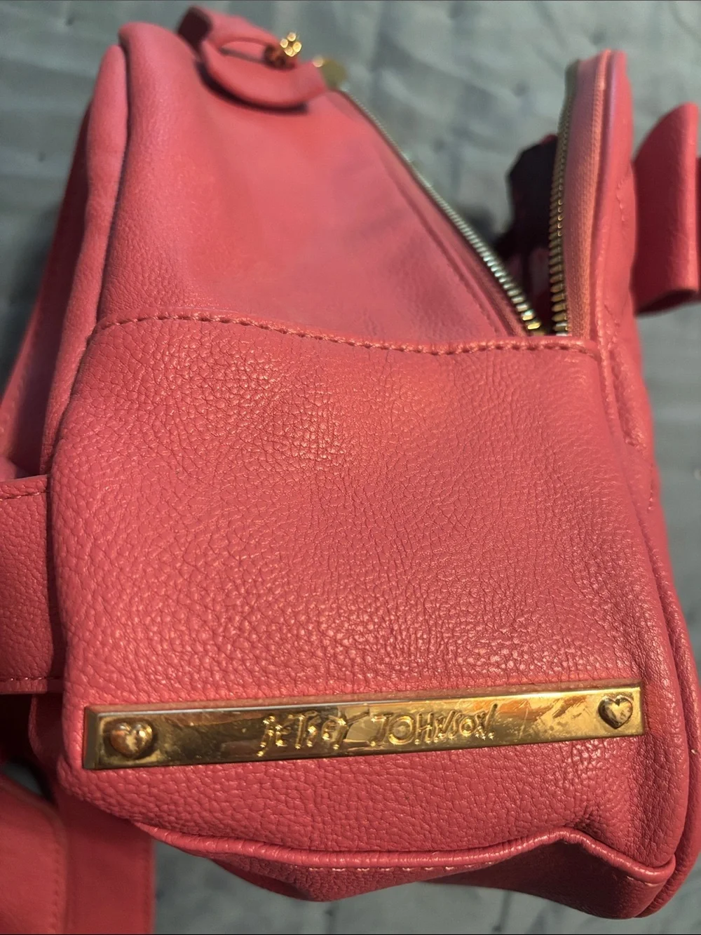 Betsey Johnson Quilted Mini Backpack with Bow - Pink